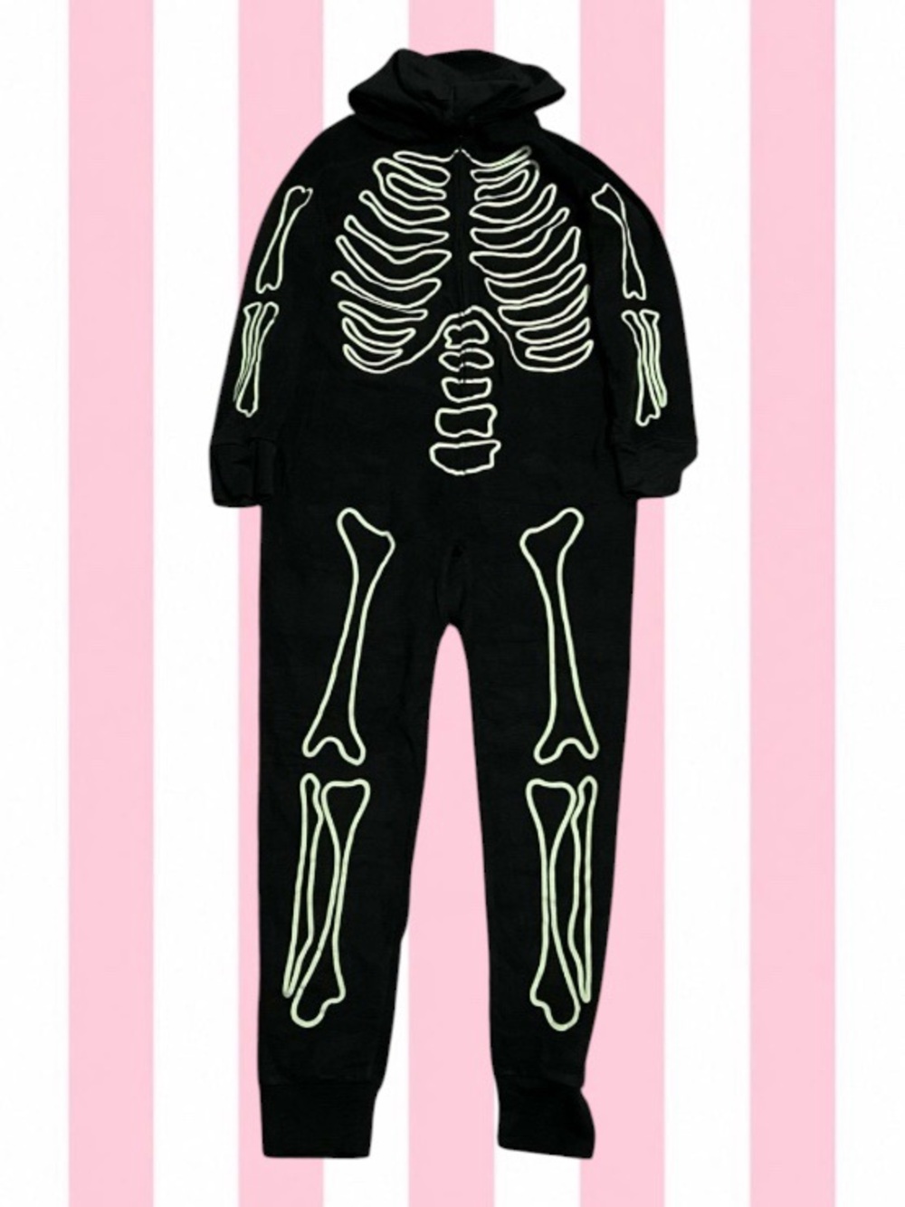 Black Glow Skeleton One-Piece Hoodie - Picture 1 of 2